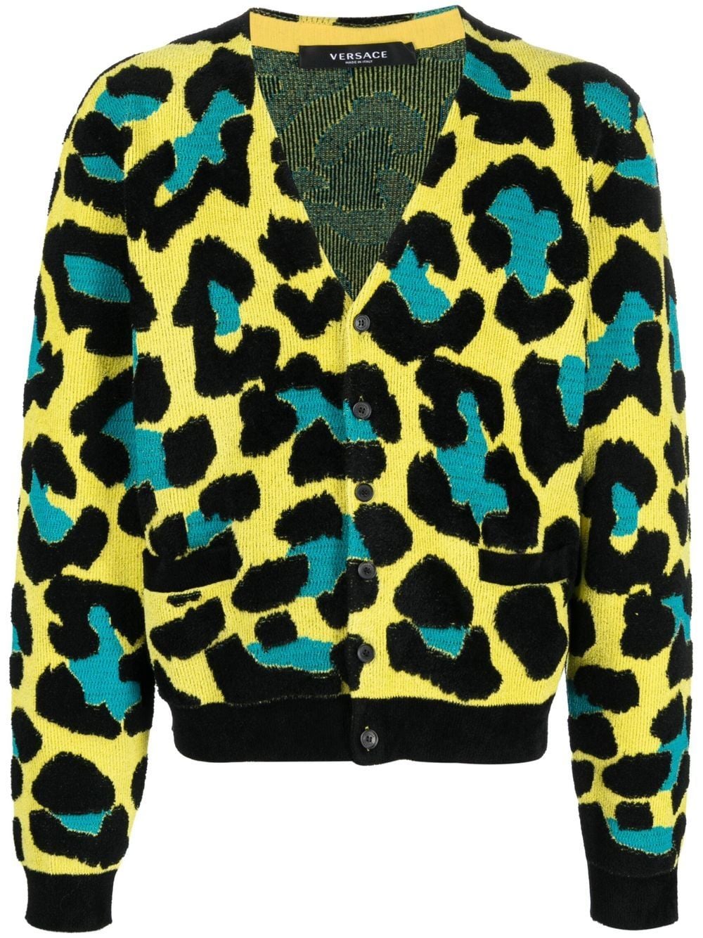 Versace Cardigan mit Leoparden-Print - Schwarz von Versace