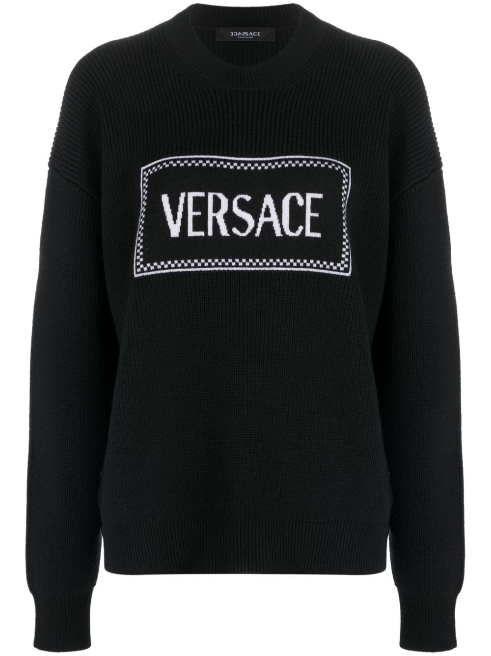 Versace Pullover mit Intarsien-Logo - Schwarz von Versace