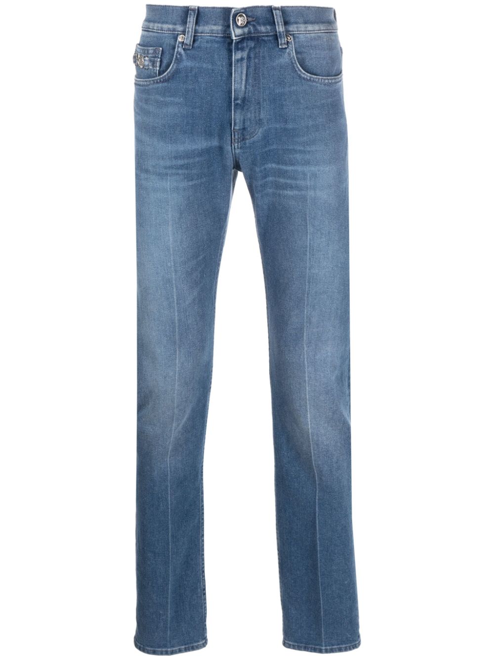 Versace Slim-Fit-Jeans mit Logo-Patch - Blau von Versace