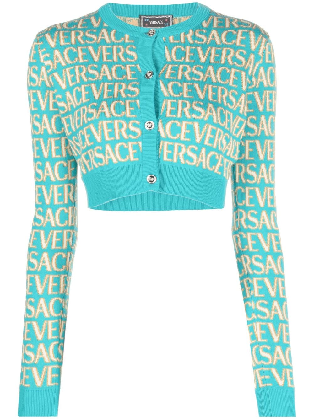 Versace Cropped-Cardigan mit Logo - Blau von Versace