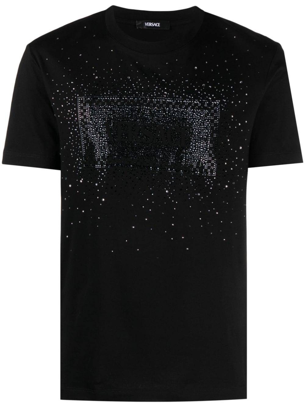 Versace T-Shirt mit Strass-Logo - Schwarz von Versace