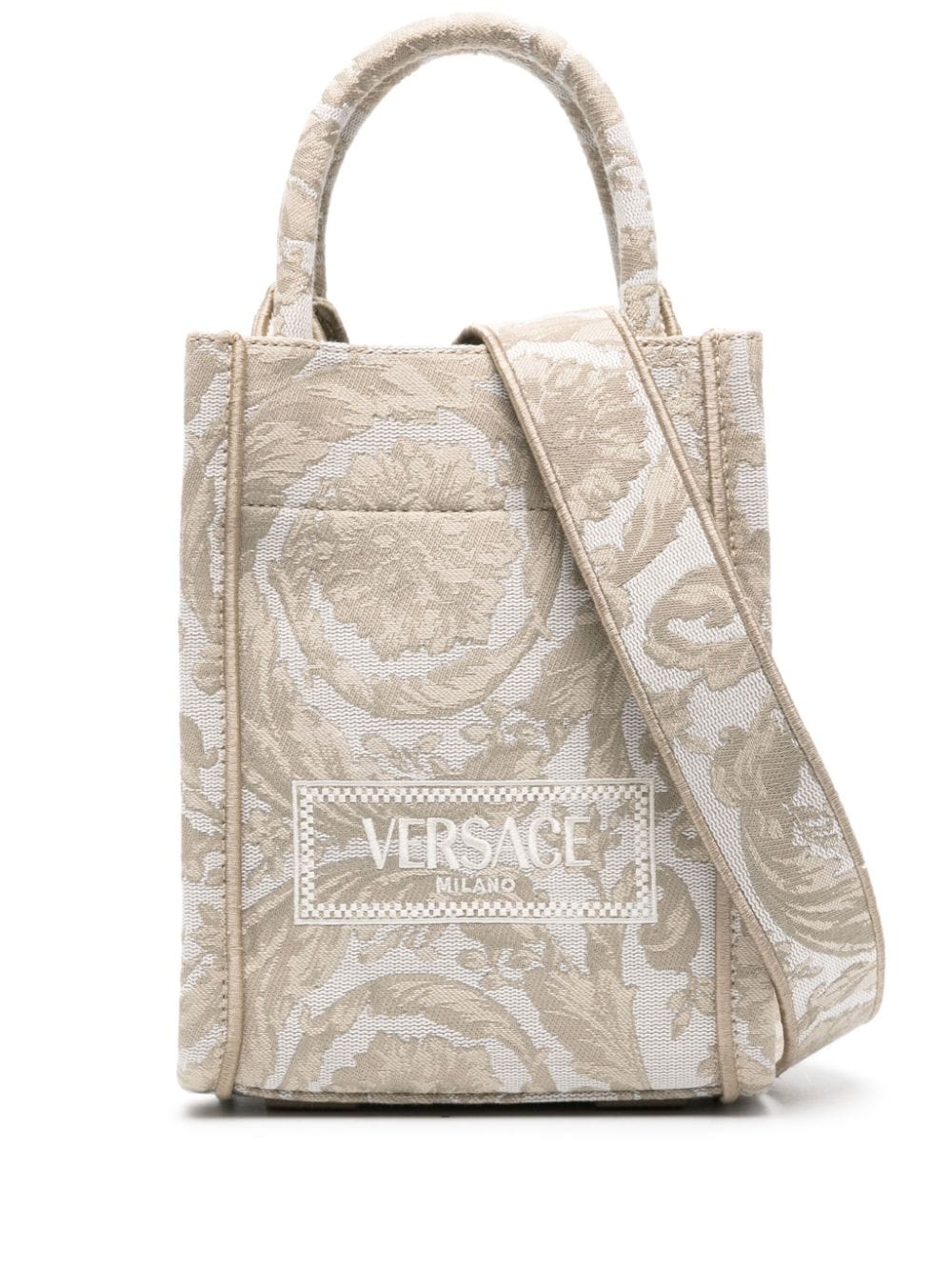 Versace Mini Athena Handtasche mit Barocco-Jacquardmuster - Braun von Versace