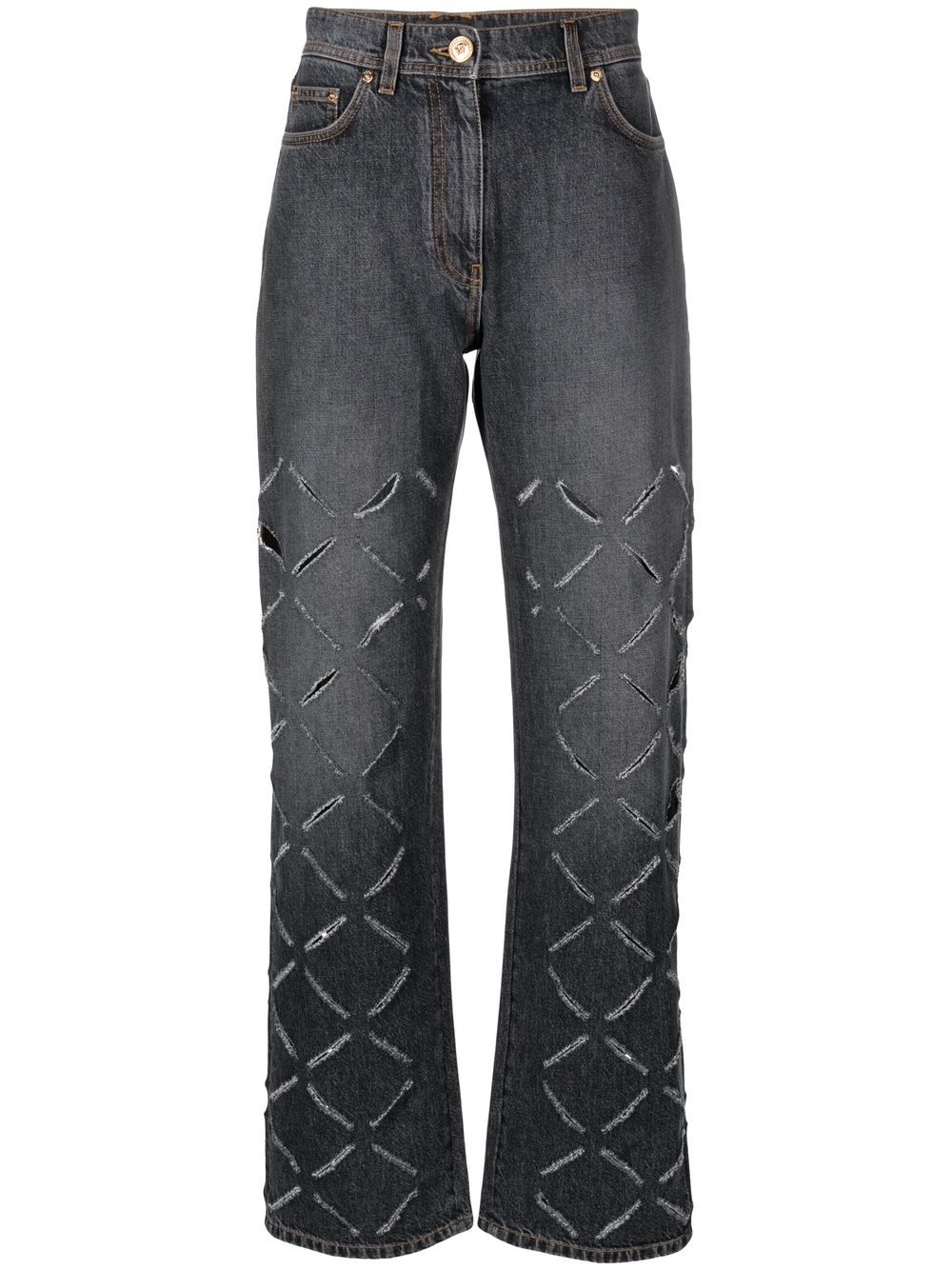 Versace Gerade Jeans im Distressed-Look - Grau von Versace