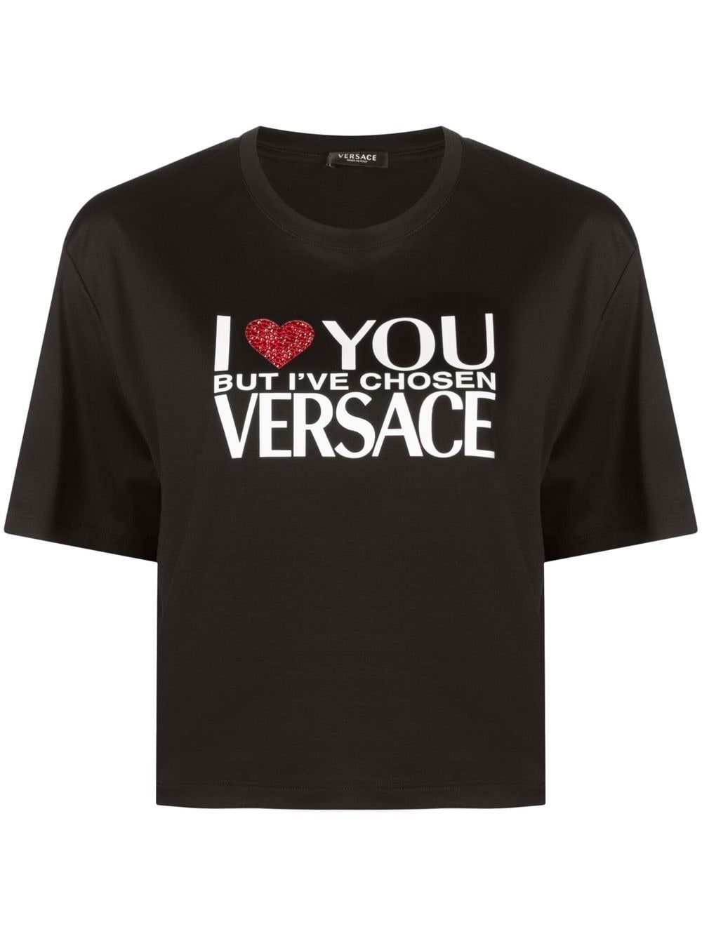 Versace T-Shirt mit Slogan-Print - Schwarz von Versace