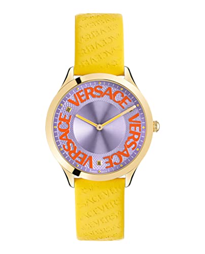 Versce Damen Armbanduhr 38 mm Logo Halo gelbes und extra Melanese Armband VE2O00822 von Versace