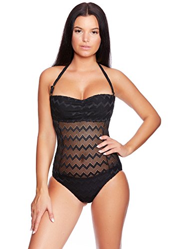 Versandhandel Henry Musch-Malinowski Attraktive und Hinreißende Bademode! Verführerischer Bandeau Badeanzug Häkel Design f5403 Farbe: BA4(1277sw) Badeanzug Swimsuit Black, Gr. 38 von Versandhandel Henry Musch-Malinowski