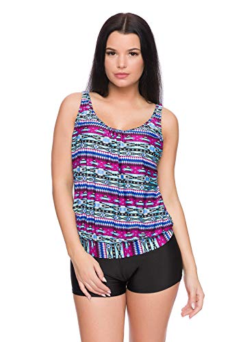 Versandhandel Henry Musch-Malinowski Damen Bauchweg Tankini oder Badeanzug in großen Größen Schwarz Hotpant Sale f5474 Farbe: Tankini Bunt Gemustert/Hotpants Schwarz G(1430)+HP1(sw), Gr. 50 von Versandhandel Henry Musch-Malinowski