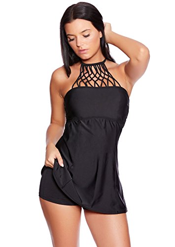 Versandhandel Henry Musch-Malinowski Elegante Bademode im Tankini Look Figurumschmeichelndes Top mit Hotpants Soft Cups Badeanzug f5418 Farbe: T4(sw)-HP1(sw) Tankini Black, Gr. 42 von Versandhandel Henry Musch-Malinowski