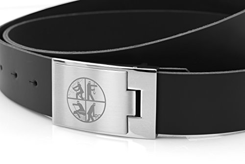 Ledergürtel Feuerwehr Gürtel mit DFV Signet 135cm Länge 3,5cm Breite mit Metallschließe Koppelgürtel, L, Schwarz von Versandhaus des Deutschen Feuerwehrverbandes GmbH