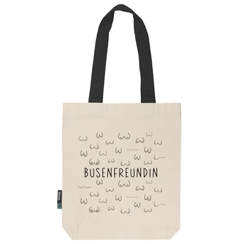Verschenkich | Busenfreundin Twill Bag | Stoffbeutel bedruckt | Canvas | Fairtrade Bio- Baumwolltasche | Geschenkidee für die liebste Freundin BFF (1.0 | natur mit schwarzen Henkeln) von verschenkich