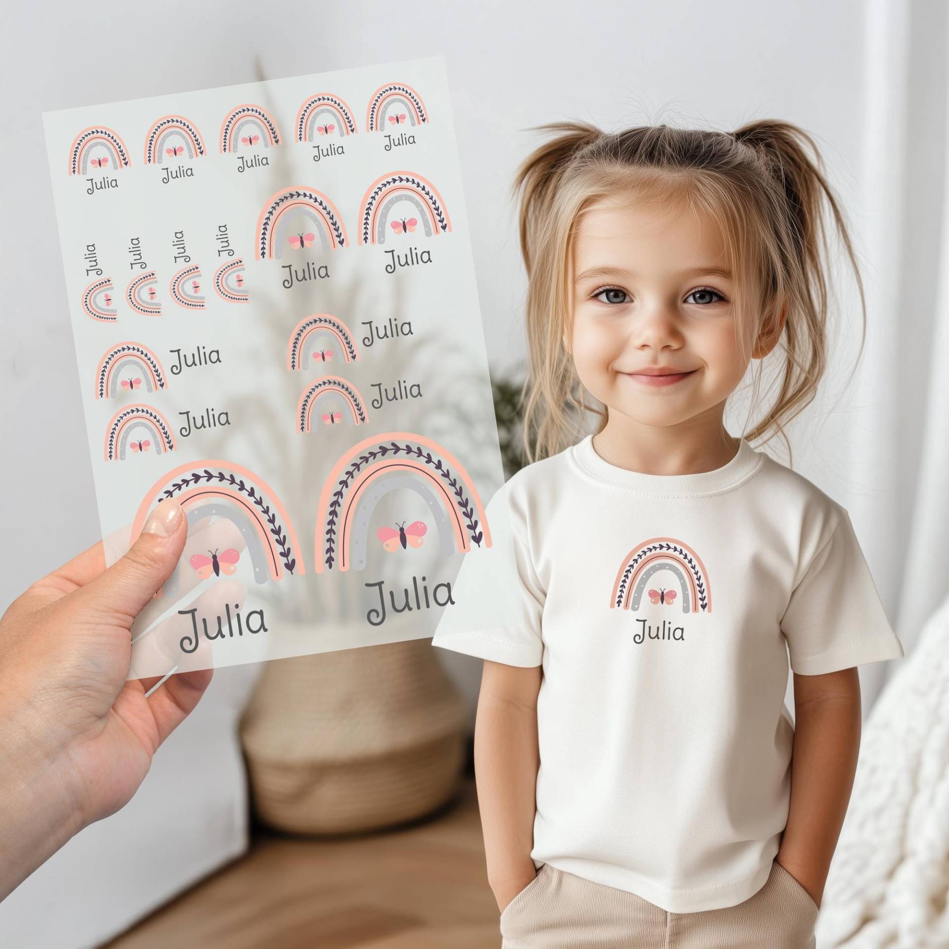 Regenbogen Rosa Bügelbild Mit Namen Personalisiert | Aufbügler Für Kinder Diy Geschenk Geburt, Schulanfang, Mädchen Regenbogen Rosa Bügelbild Mit Namen Personalisiert | Aufbügler Für Kinder Diy Geschenk Geburt, Schulanfang, Mädchen von VerschenkichDE