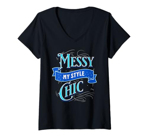 Damen Messy Mein Stil Chic Selbstbewusste Mode T-Shirt mit V-Ausschnitt Damen Messy Mein Stil Chic Selbstbewusste Mode T-Shirt mit V-Ausschnitt von Verspielte elegante Typografie und modischer Flair