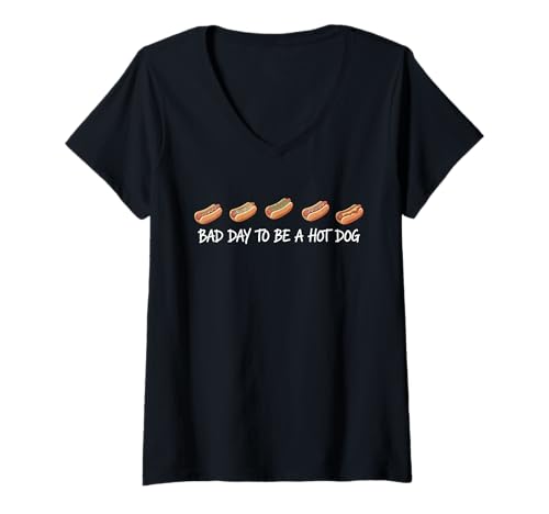 Damen Bad Day to Be A Hot Dog Lustiger BBQ Grillwitz Sommer Food T-Shirt mit V-Ausschnitt Damen Bad Day to Be A Hot Dog Lustiger BBQ Grillwitz Sommer Food T-Shirt mit V-Ausschnitt von Verspielter Sommer Grillen Tailgate Dad Joke