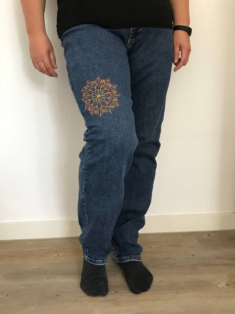 Lee Jeans Handbestickt Blume von Verstickst