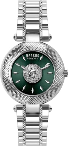 Versus Versace Damen Armbanduhr Brick Lane Bracelet 36 MM Edelstahl VSP6, Farbe:Silber/grün von Versus