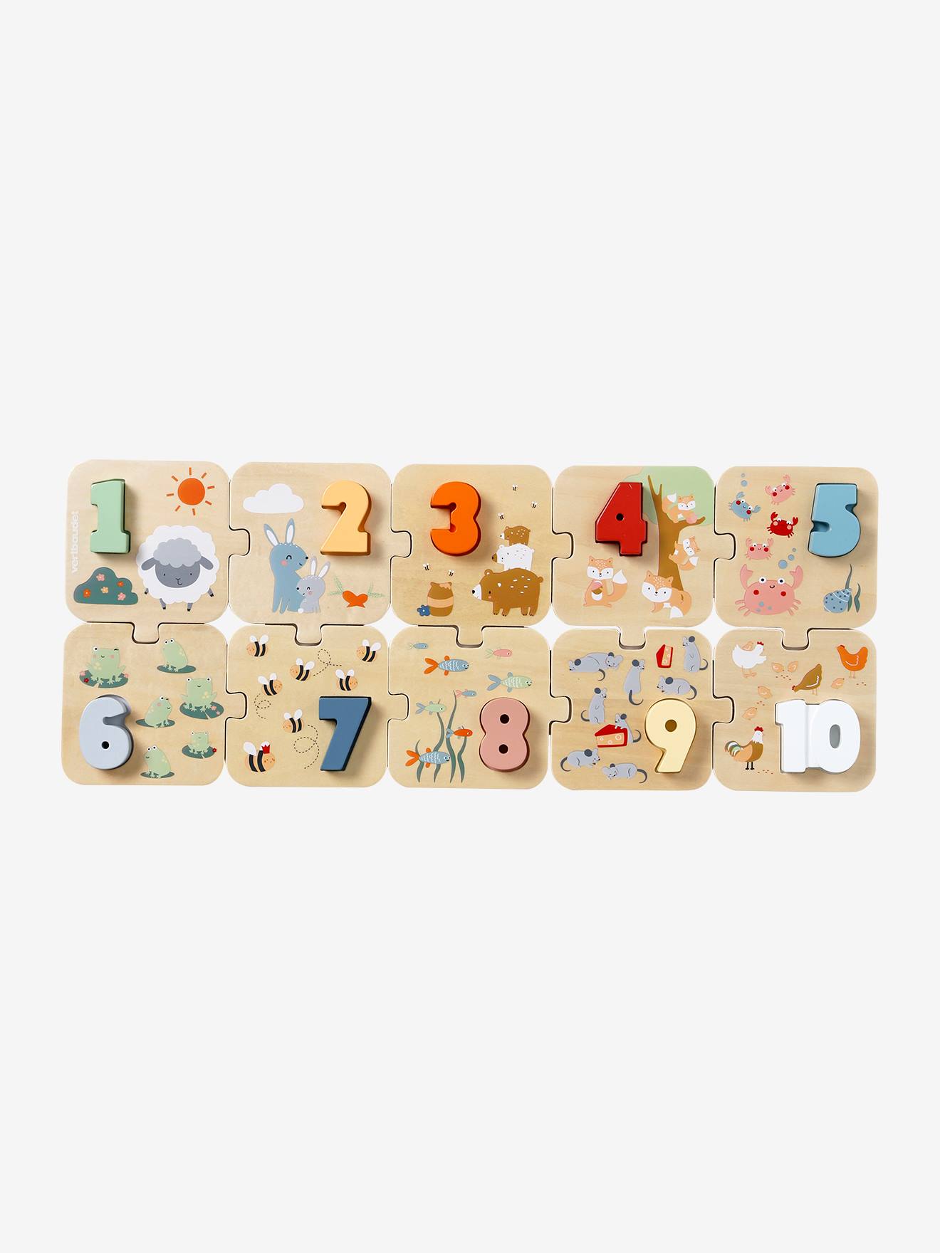 2-in-1 Baby Zahlenpuzzle aus Holz FSC® von Vertbaudet