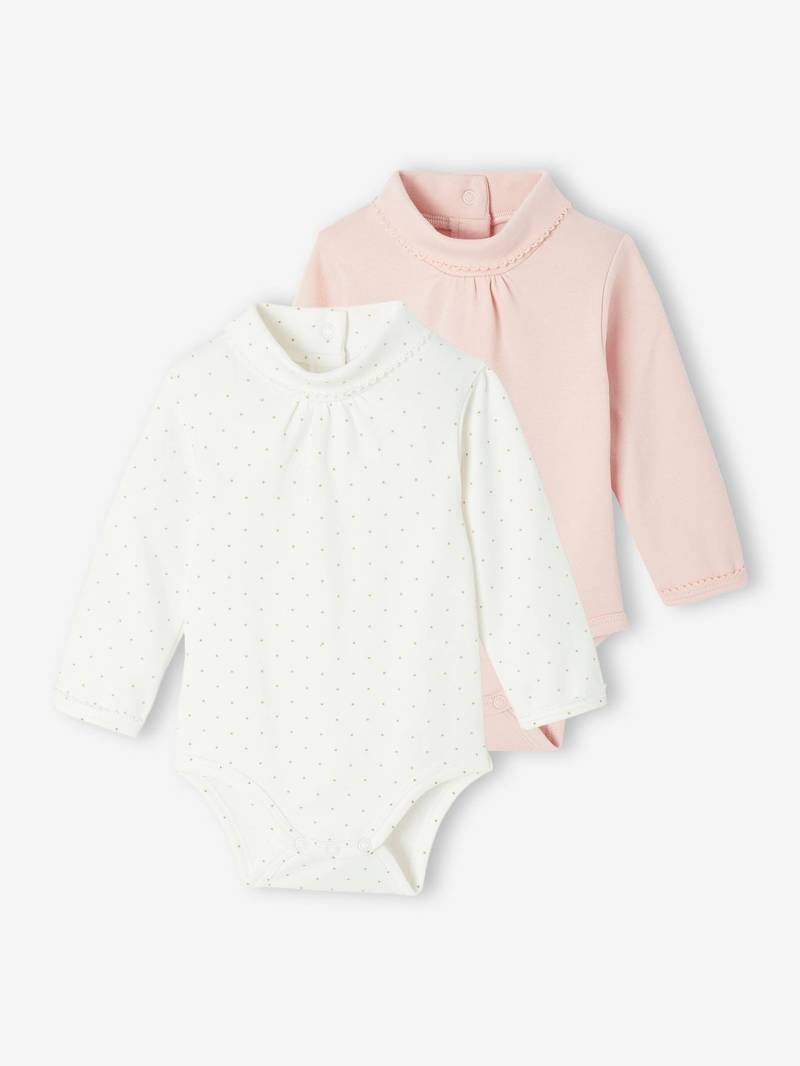 2er-Pack Baby Bodys mit Rollkragen und langen Ärmeln hell von Vertbaudet