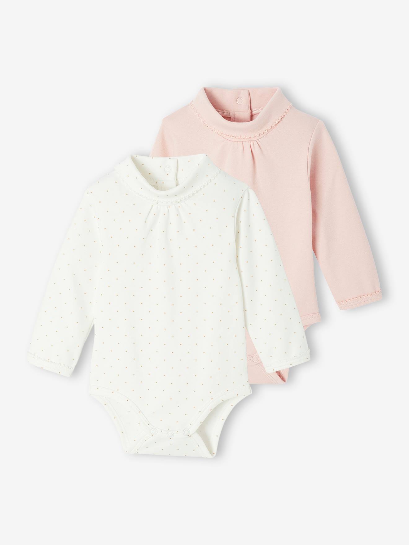 2er-Pack Baby Bodys mit Rollkragen und langen Ärmeln hell von Vertbaudet