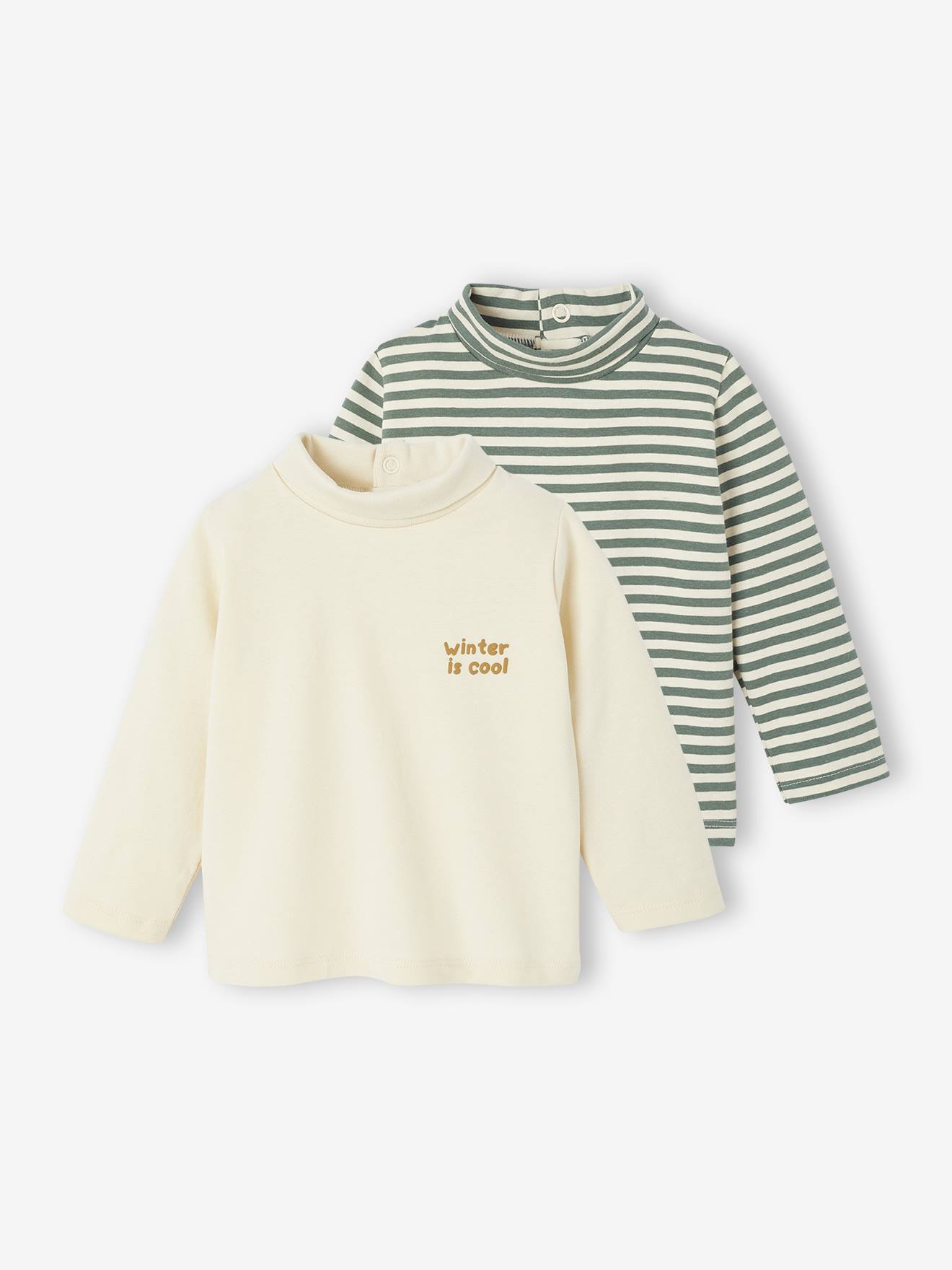 2er-Pack Baby Rollkragenshirts Basics vanille von Vertbaudet