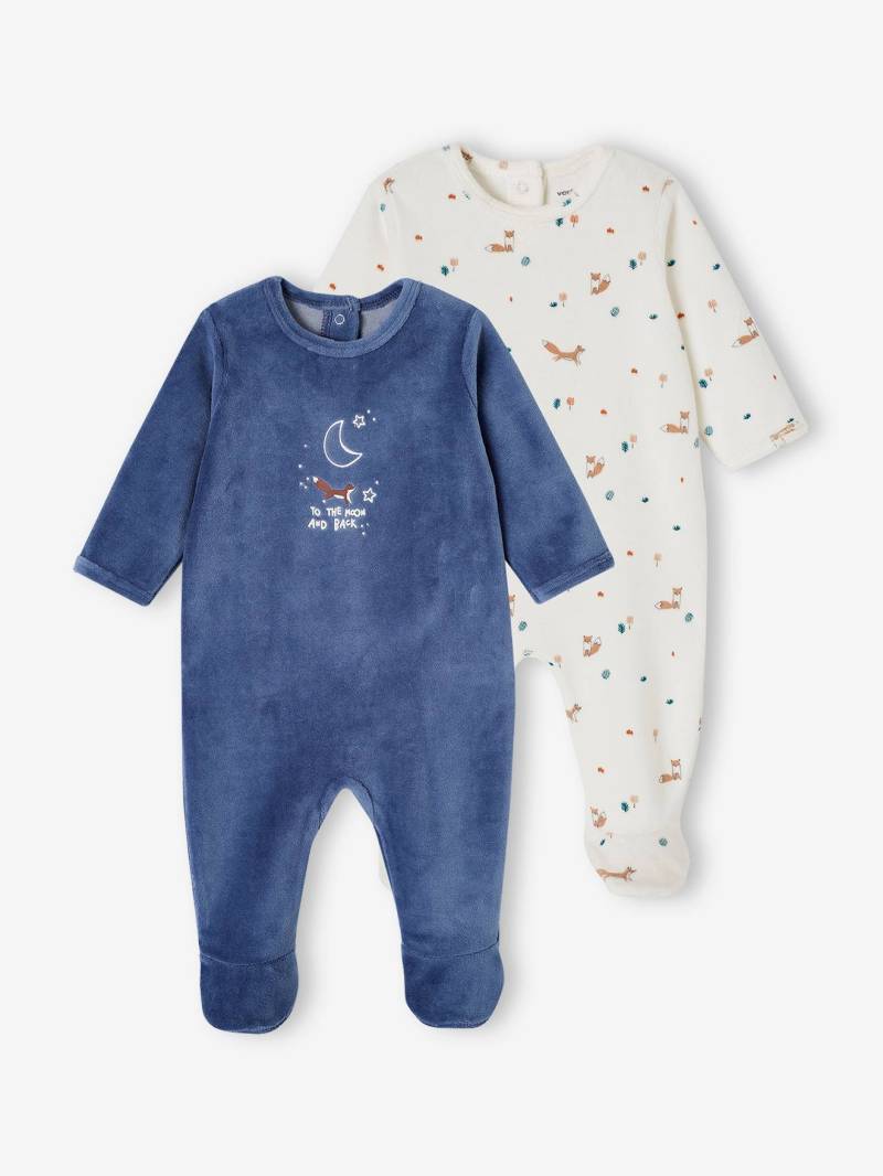 2er-Pack Baby Samt-Strampler Fuchs von Vertbaudet