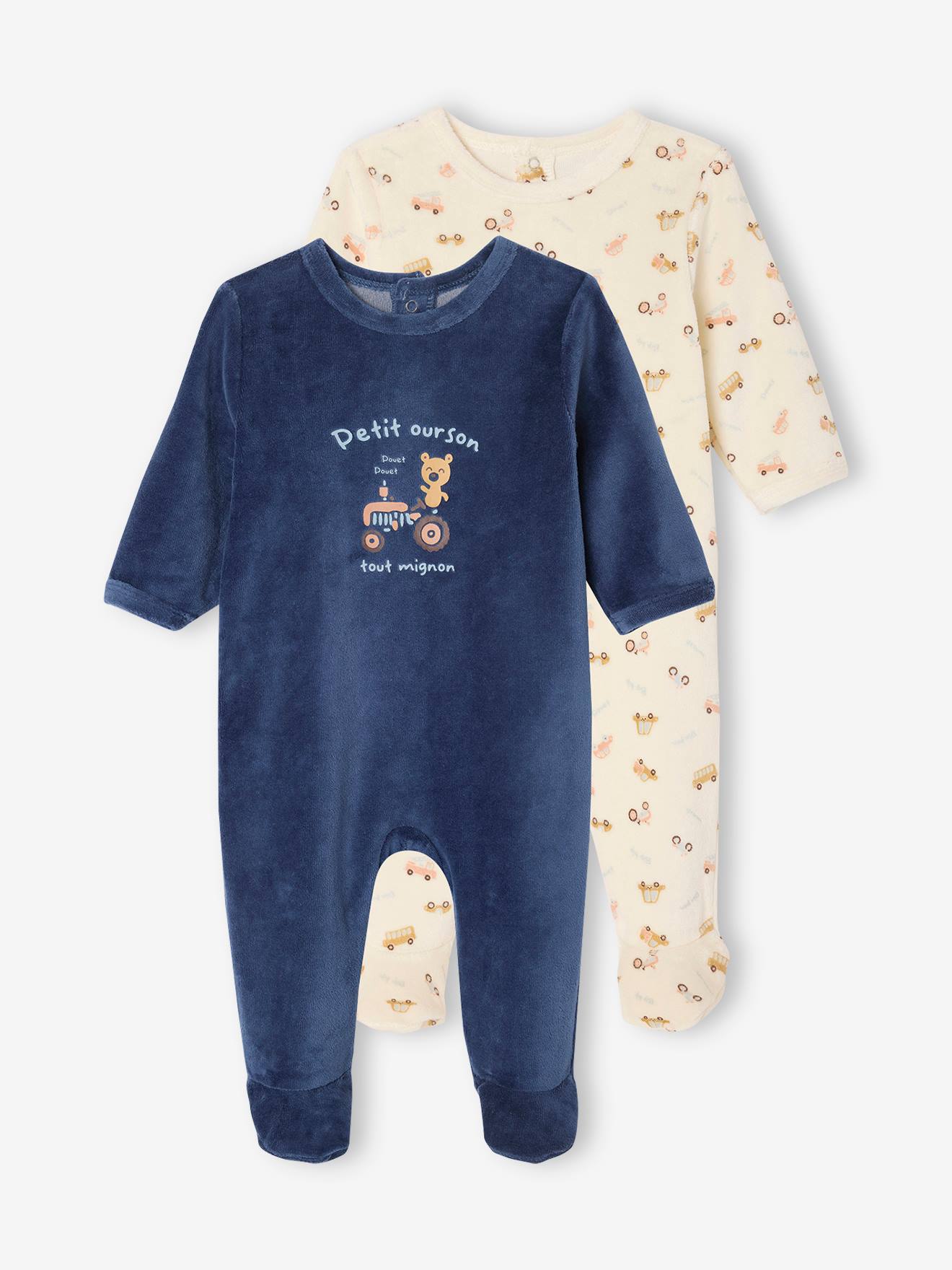 2er-Pack Baby Samt-Strampler mit Recycling-Polyester von Vertbaudet