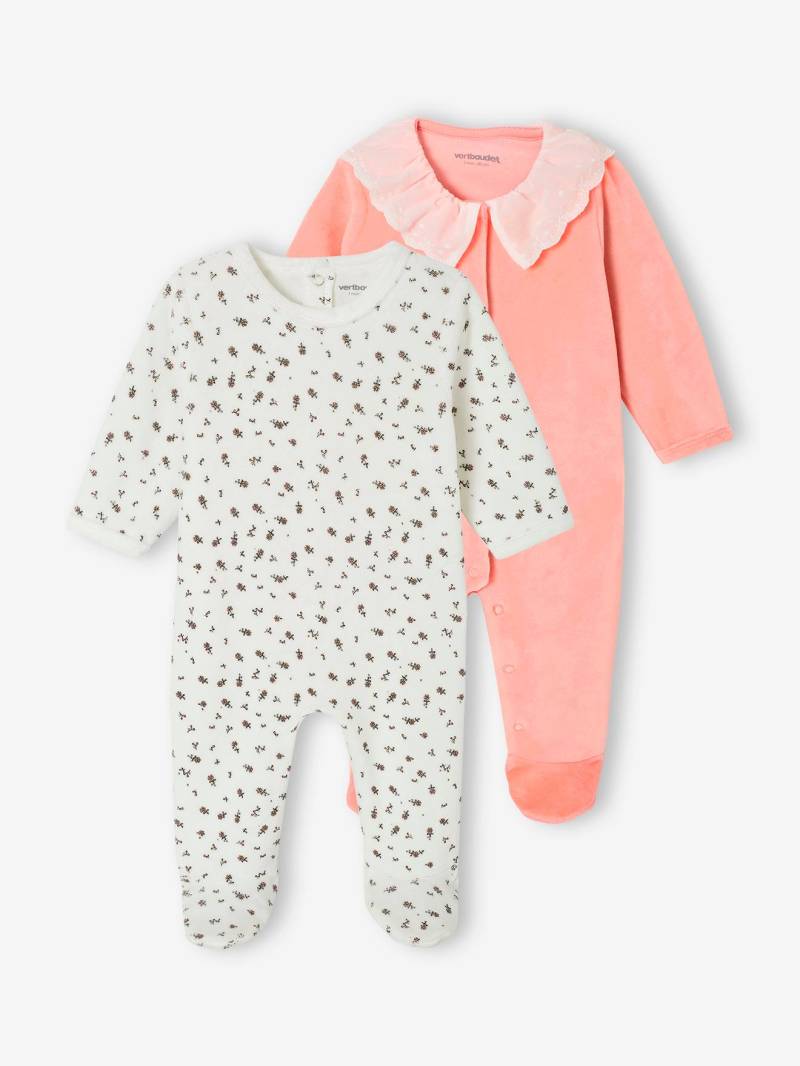 2er-Pack Baby Samt-Strampler mit Recycling-Polyester von Vertbaudet