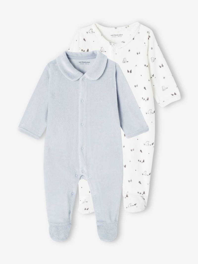 2er-Pack Baby Samtstrampler mit Bio-Baumwolle von Vertbaudet