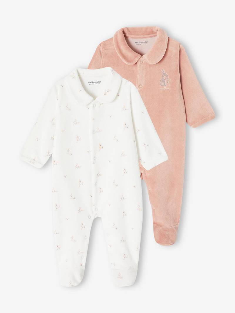 2er-Pack Baby Samtstrampler mit Bio-Baumwolle von Vertbaudet