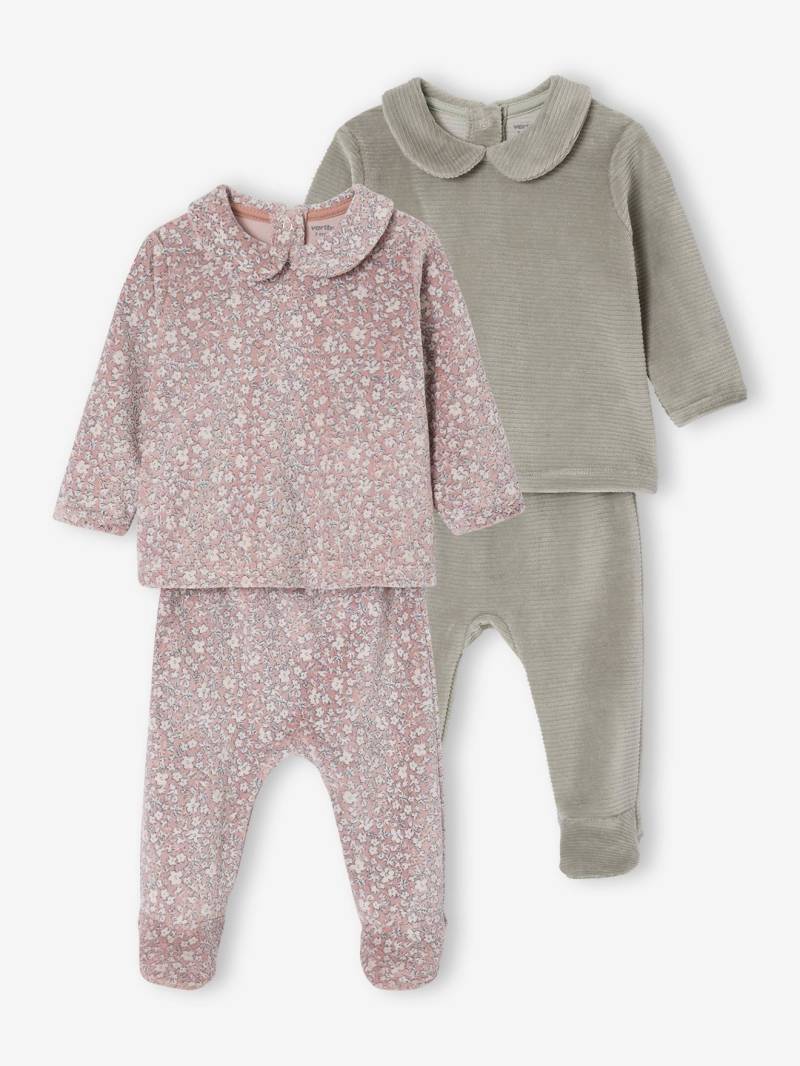 2er-Pack Baby Schlafanzüge aus Samt von Vertbaudet