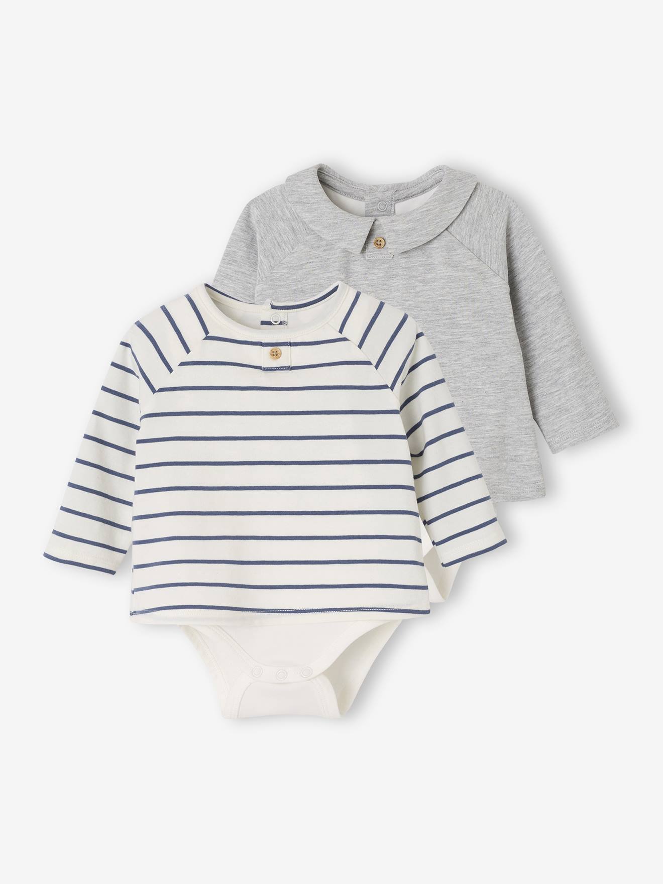 2er-Pack Baby Shirtbodys mit Kragen von Vertbaudet