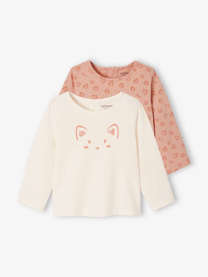 2er-Pack Baby Shirts mit Print BASIC pudrig von Vertbaudet