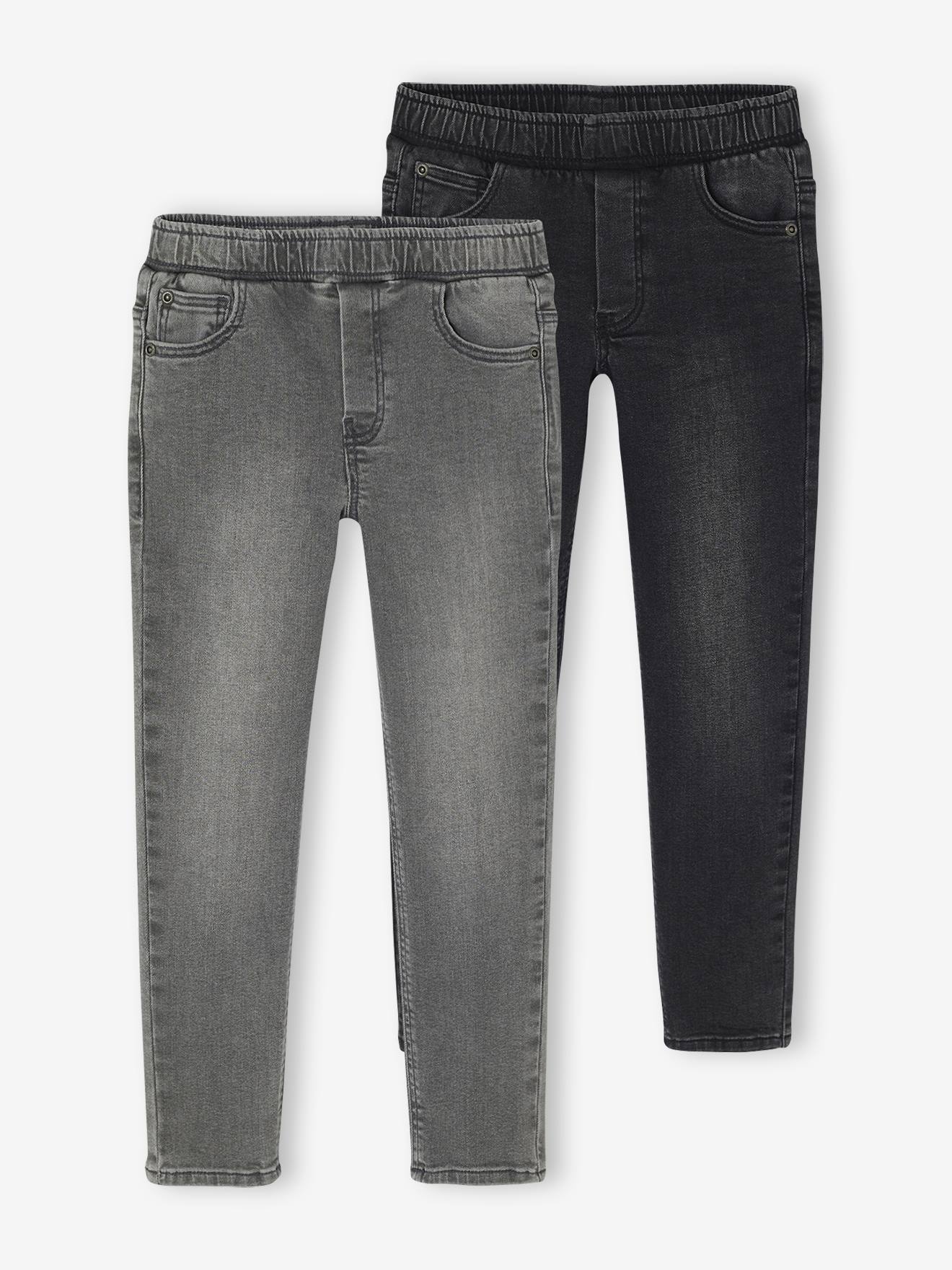 2er-Pack Jungen Slim-Jeans mit verstellbarem Dehnbund BASIC er denim von Vertbaudet