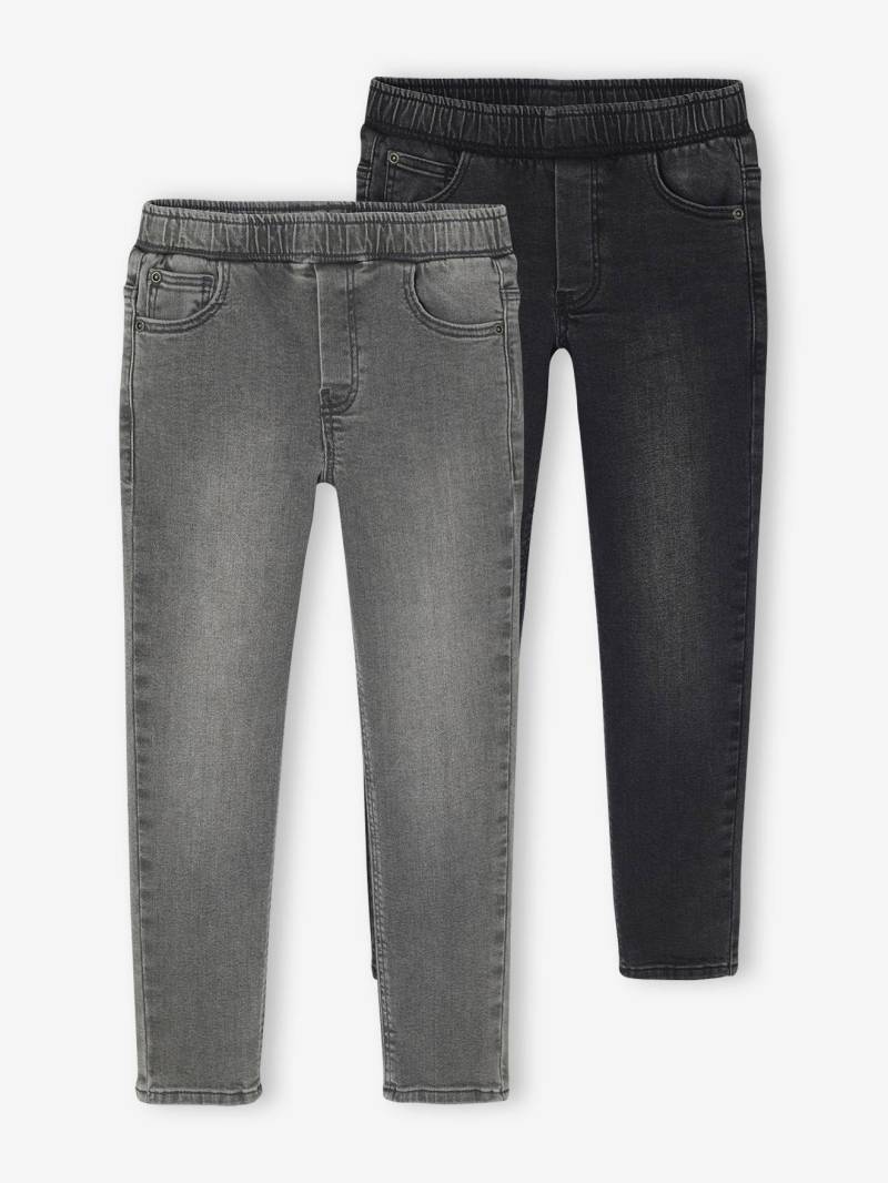 2er-Pack Jungen Slim-Jeans mit verstellbarem Dehnbund BASIC er denim von Vertbaudet