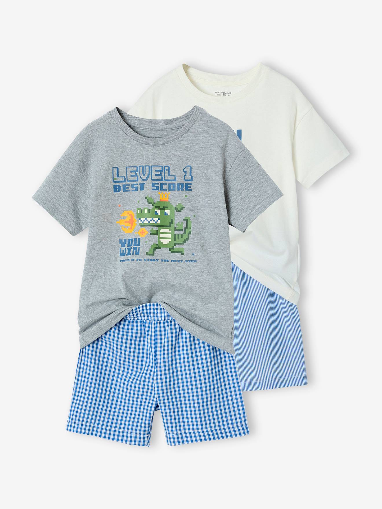 2er-Pack Jungen Sommer-Schlafanzüge mit Gamer-Print von Vertbaudet