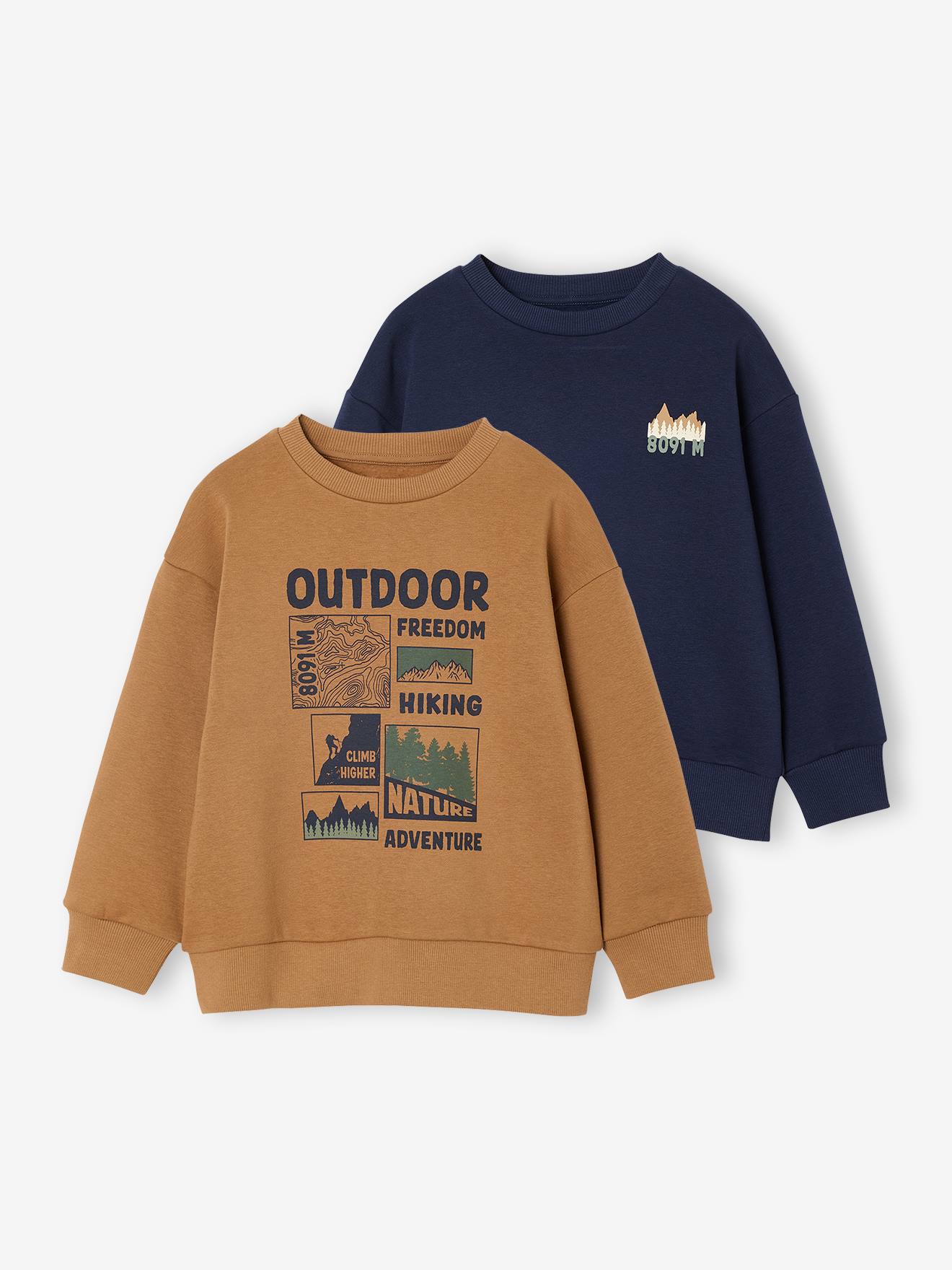 2er-Pack Jungen Sweatshirts mit Print vorn pekannuss von Vertbaudet