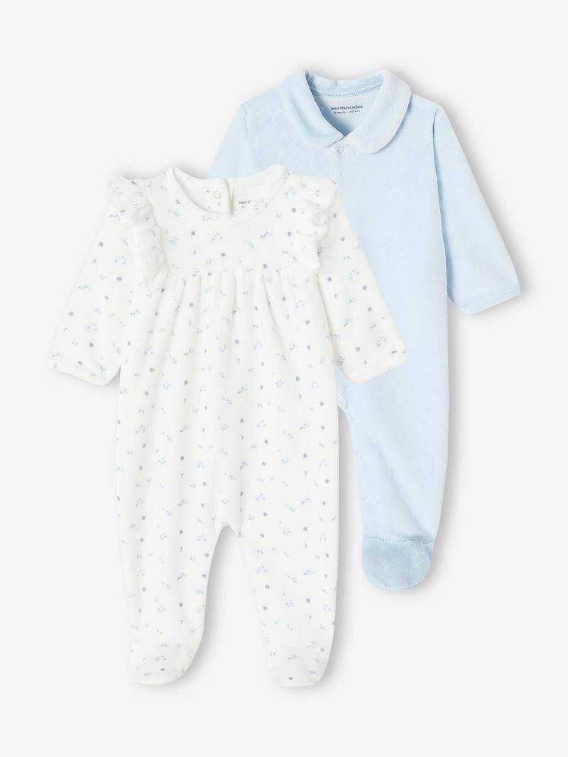 2er-Pack Mädchen Baby Samt-Strampler von Vertbaudet