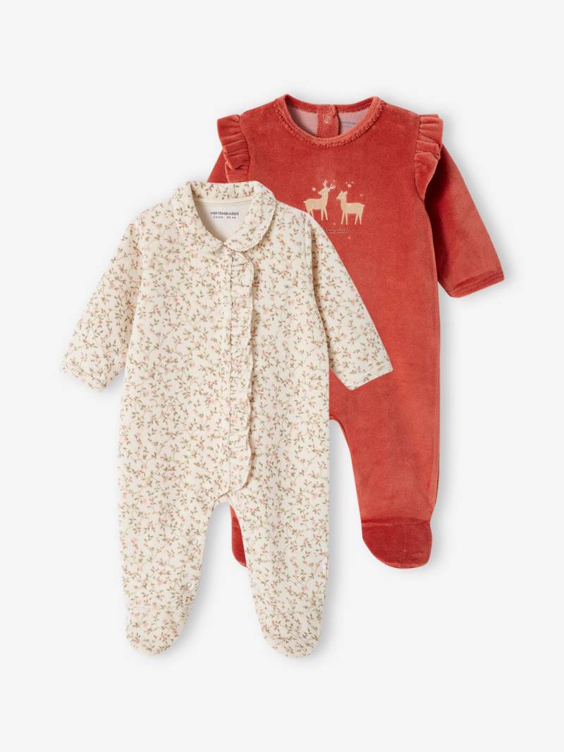 2er-Pack Mädchen Baby Samt-Strampler von Vertbaudet