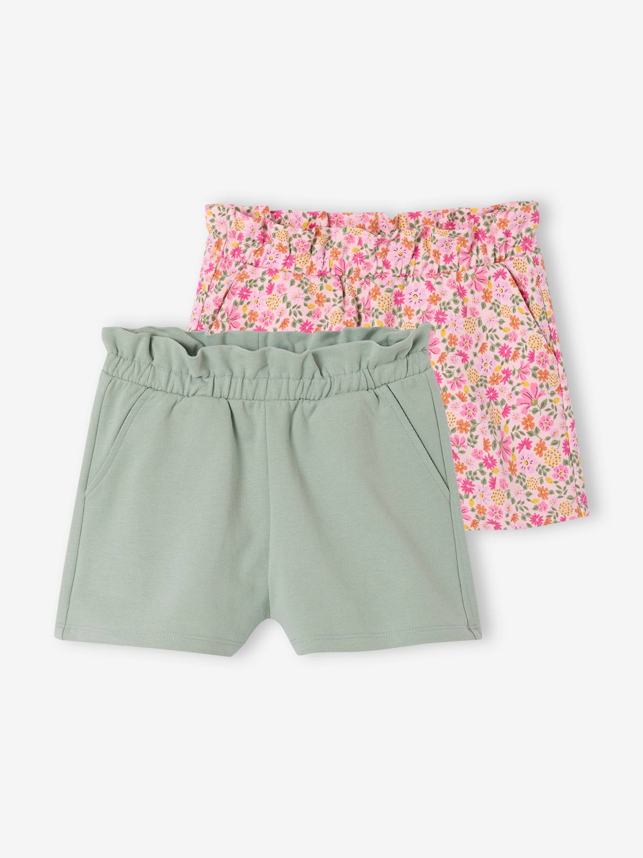 2er-Pack Mädchen Shorts salbei 2er-Pack Mädchen Shorts salbei von Vertbaudet