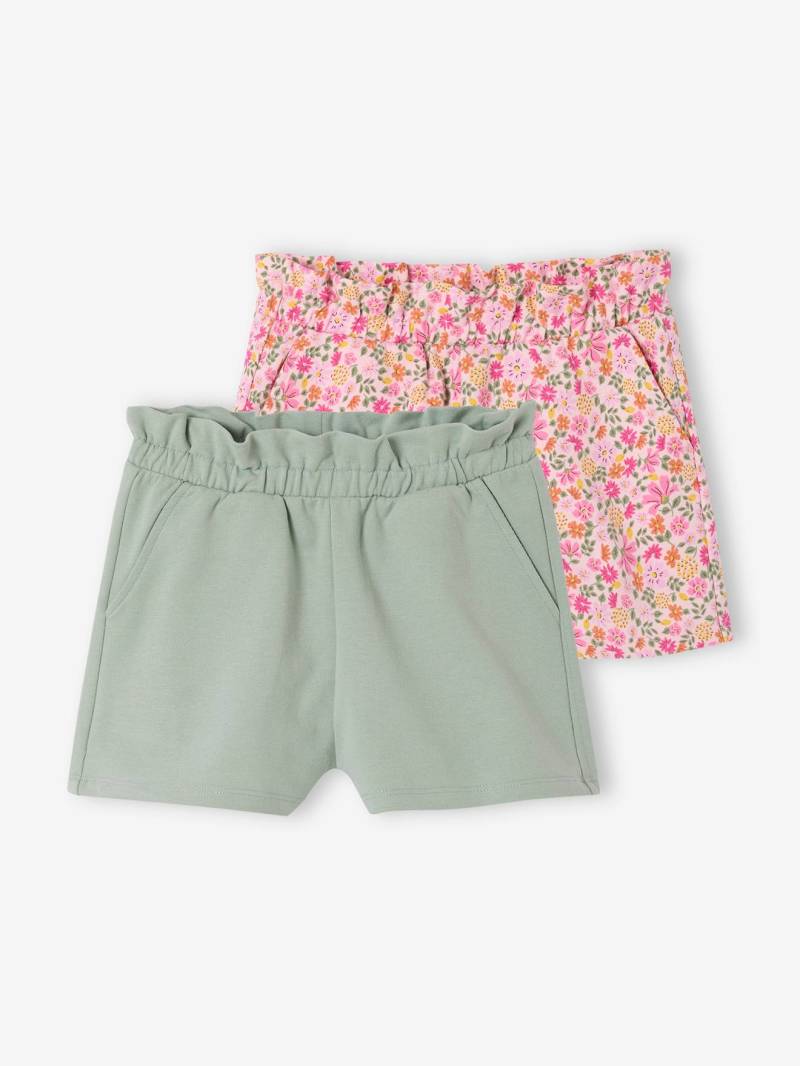 2er-Pack Mädchen Shorts salbei von Vertbaudet