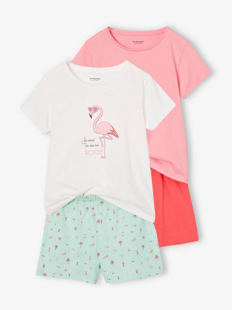2er-Pack Mädchen Sommer-Schlafanzüge Regenbogen & Flamingo von Vertbaudet