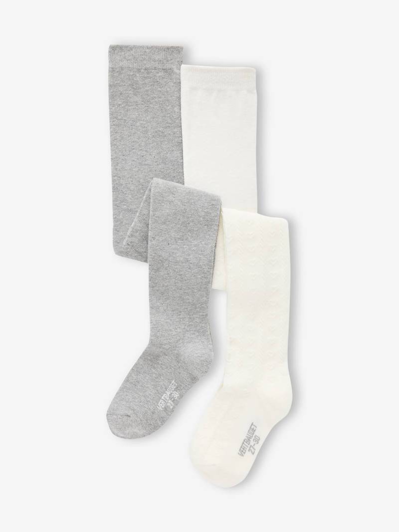 2er-Pack Strumpfhosen mit Herzmuster & Unifarben von Vertbaudet