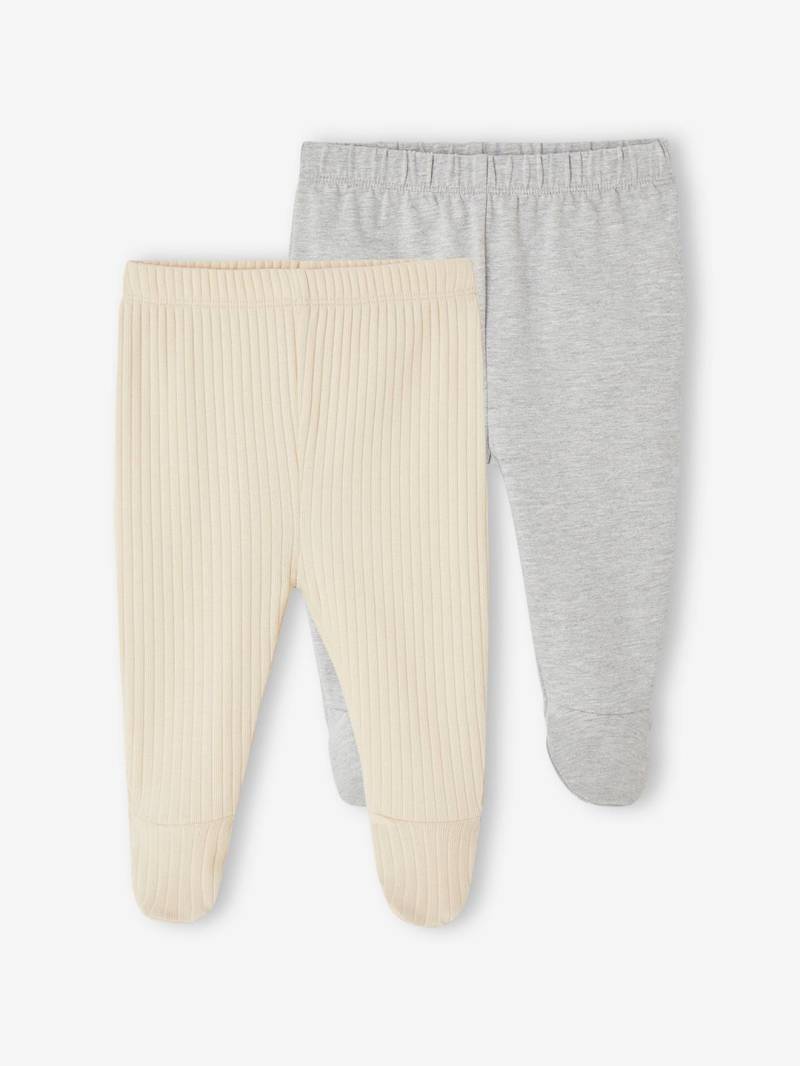 2er-Pack gerippte Baby Hosen mit Fuß von Vertbaudet