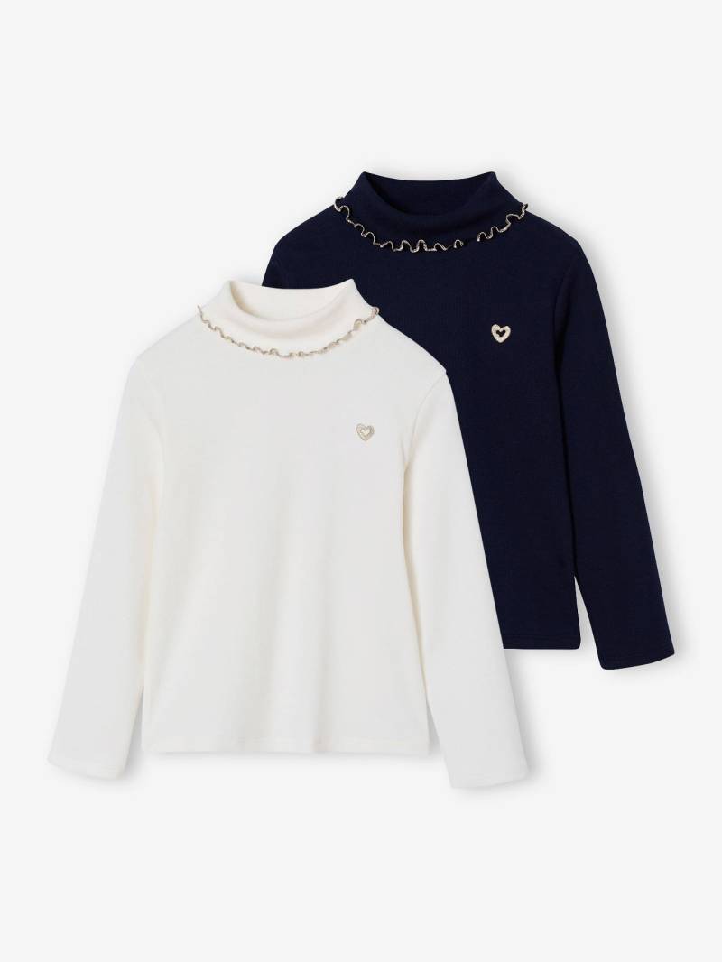 2er-Pack gerippte Mädchen Langarmshirts mit Stehkragen BASIC von Vertbaudet