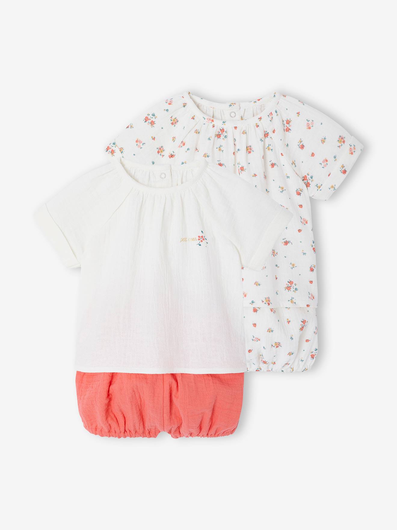 2er-Pack kurze Baby Schlafanzüge aus Musselin neon von Vertbaudet