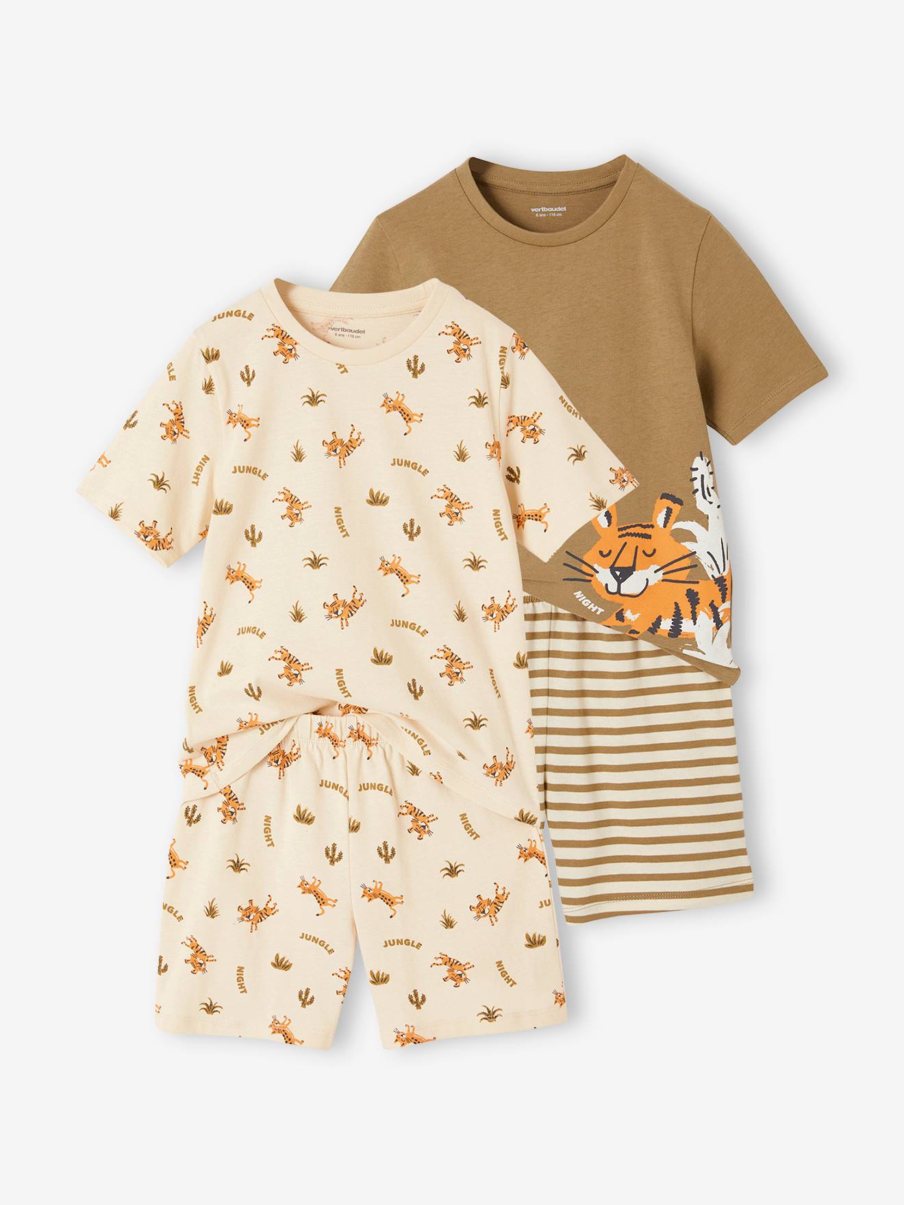 2er-Pack kurze Jungen Schlafanzüge mit Tigern von Vertbaudet
