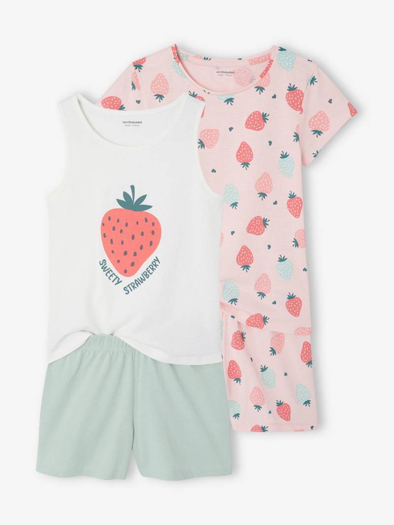 2er-Pack kurze Mädchen Schlafanzüge mit Erdbeeren von Vertbaudet