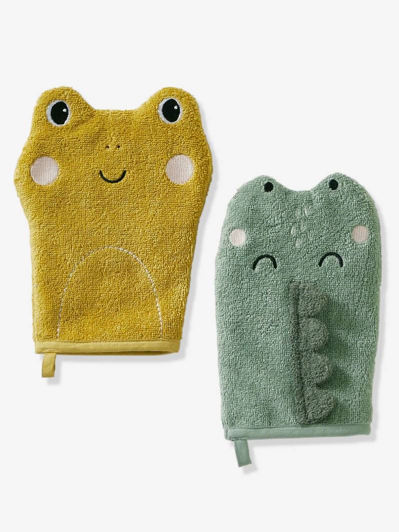 2er-Set Baby Waschhandschuhe OZEAN salbei von Vertbaudet