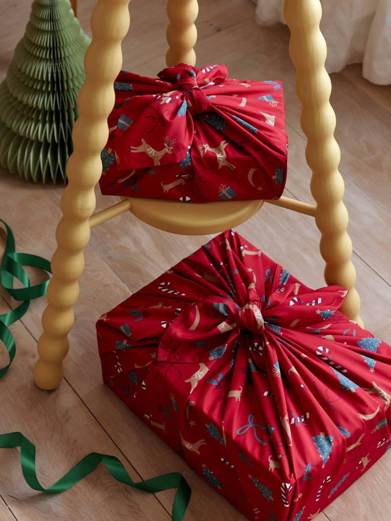 2er-Set Furoshiki-Geschenktücher mit Weihnachtsmotiv von Vertbaudet