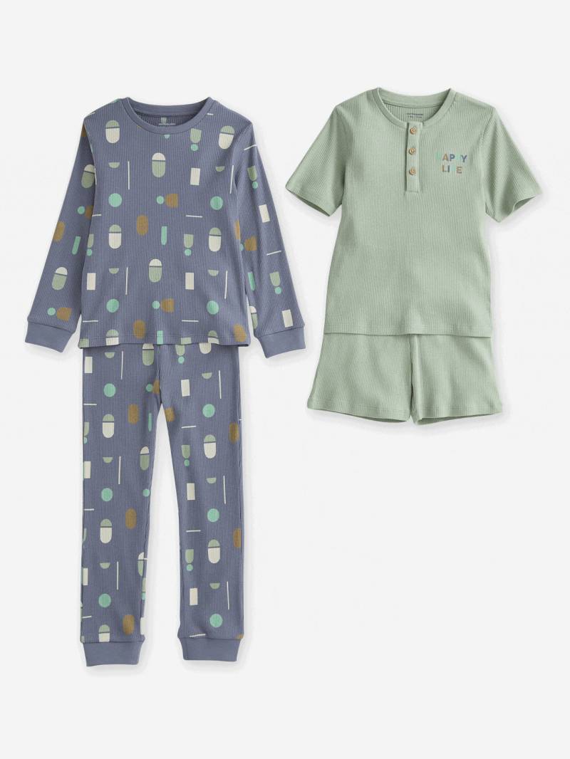 2er-Set Jungen Schlafanzüge mit HAPPY-Print und Recycling-Baumwolle von Vertbaudet
