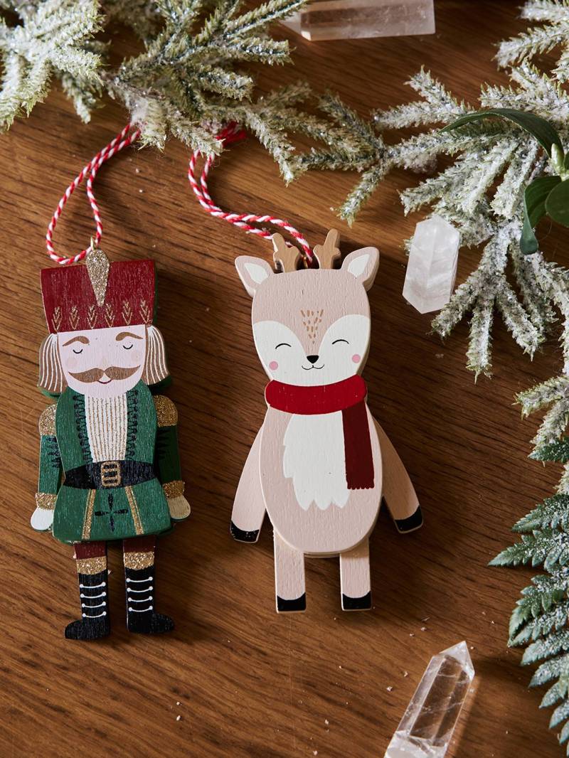 2er-Set weihnachtliche Dekofiguren aus Holz NUSSKNACKER von Vertbaudet